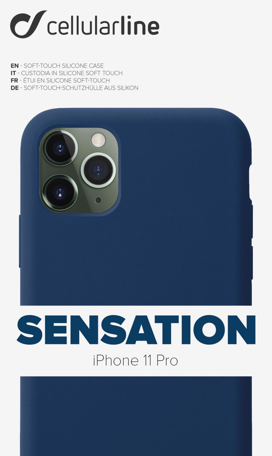 Silikonové pouzdro CellularLine SENSATION pro Apple iPhone 11 Pro, modré