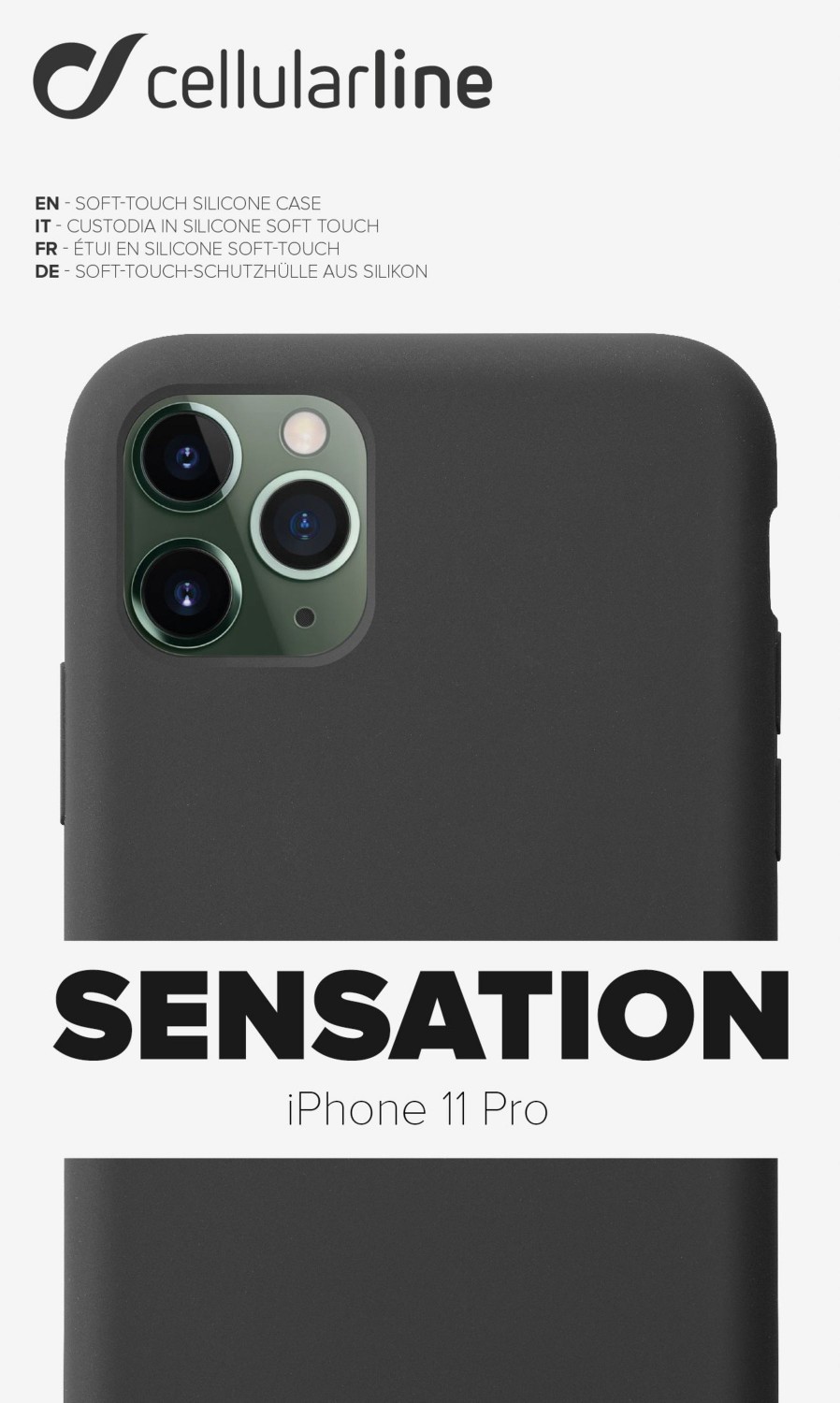 Silikonové pouzdro CellularLine SENSATION pro Apple iPhone 11 Pro, černá