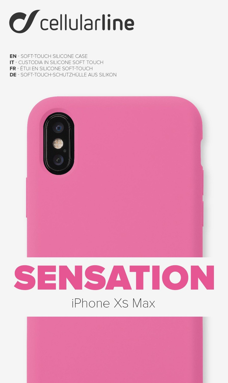 Silikonové pouzdro CellularLine SENSATION pro Apple iPhone XS Max, růžový neon