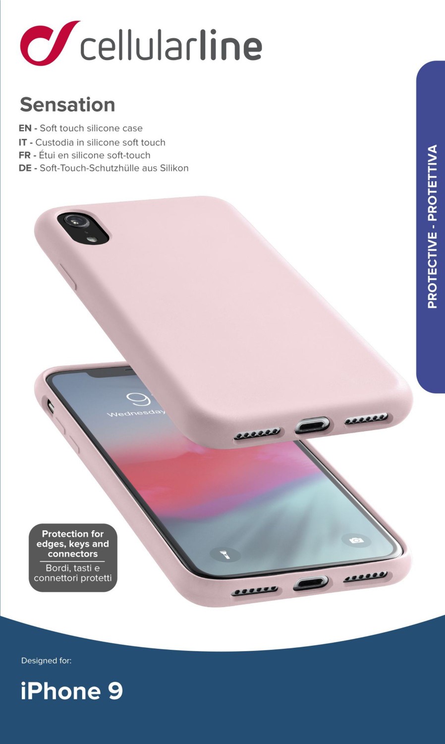 Silikonové pouzdro CellularLine SENSATION pro Apple iPhone XR, starorůžová