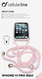 Cellularline Neck-Case zadní kryt čirý pro Apple iPhone 11 Pro Max, s růžovou šňůrkou