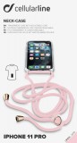 Cellularline Neck-Case zadní kryt čirý pro Apple iPhone 11 Pro, s růžovou šňůrkou