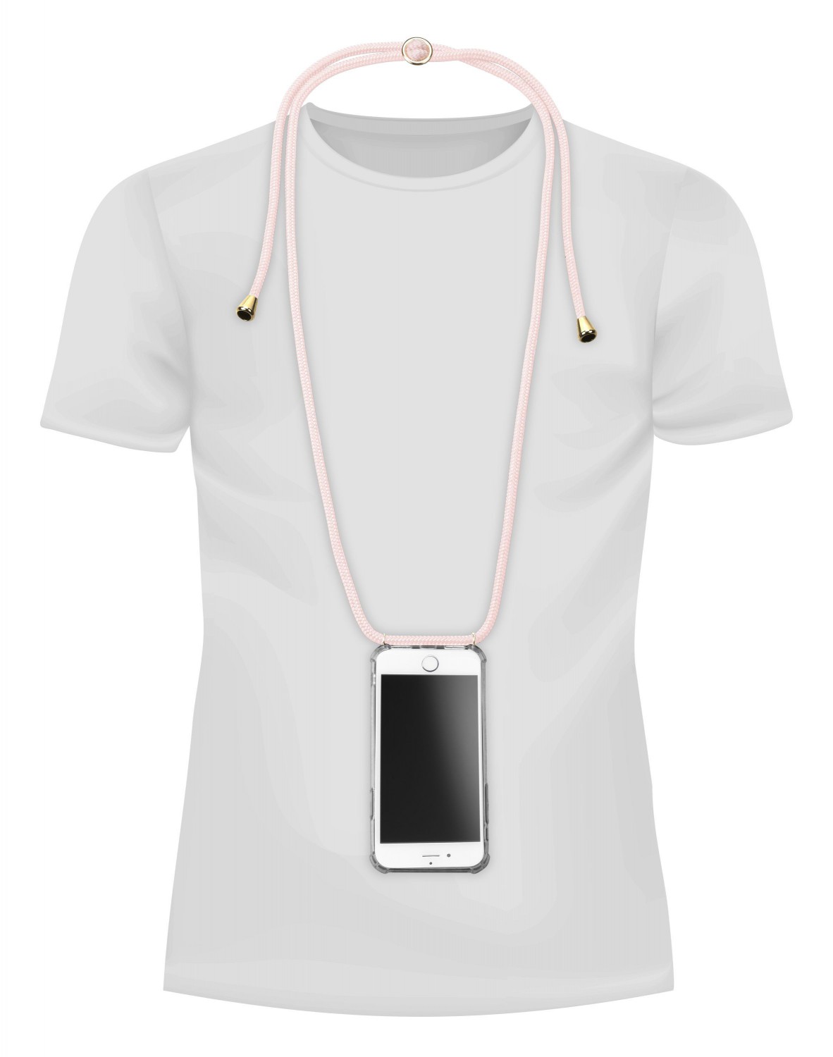 Cellularline Neck-Case zadní kryt čirý pro Apple iPhone 6/7/8/SE 2020, s růžovou šňůrkou
