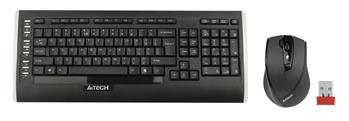 Set bezdrátová klávesnice + bezdrátová myš A4tech 9300F, V-Track, CZ/US, USB, černá