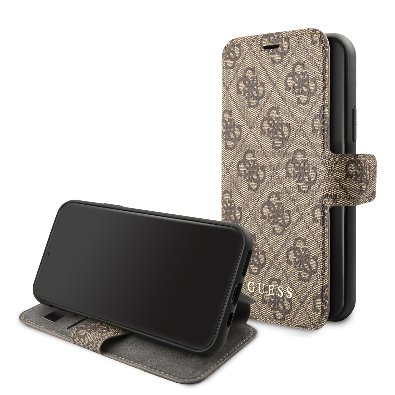 Levně Guess Charms 4G pouzdro flip pro Apple iPhone 11 brown