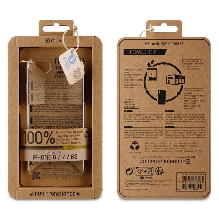 Zadní kryt Muvit For Change Recycletek ECO pro Apple iPhone 6/6S/7/8, transparent