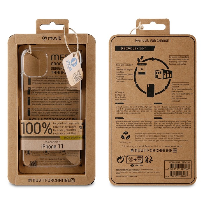 Zadní kryt Muvit For Change Recycletek ECO pro Apple iPhone 11, transparent 