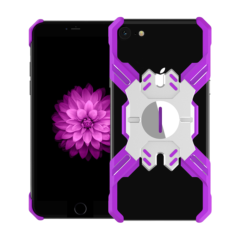 Zadní kryt Luphie Heroes Rotation Aluminium Bumper pro Apple iPhone 6/6S/7/8, purple/silver