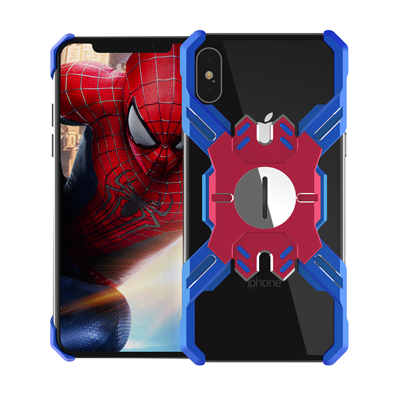 Zadní kryt Luphie Heroes Rotation Aluminium Bumper pro Apple iPhone X/XS, blue/red