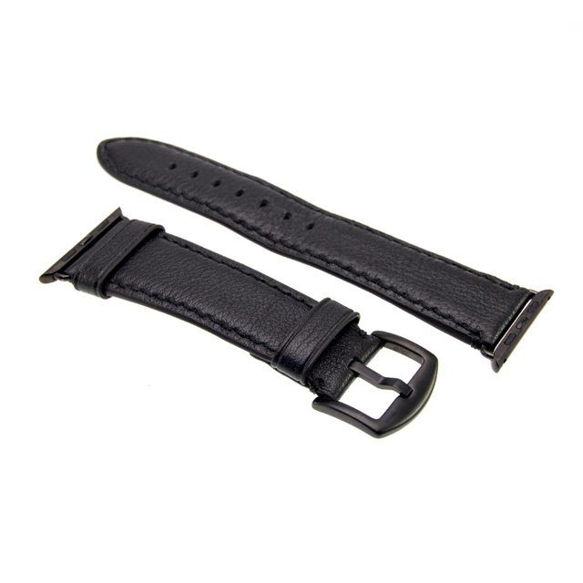 Kožený řemínek FIXED Berkeley pro Apple Watch 42 mm a 44 mm s černou sponou, velikost L, černý