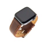 Kožený řemínek FIXED Berkeley pro Apple Watch 42 mm a 44 mm se stříbrnou sponou, hnědý