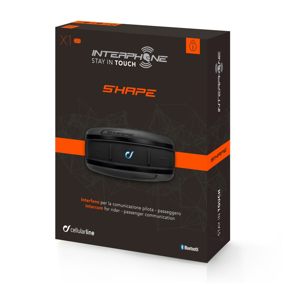 Bluetooth handsfree pro uzavřené a otevřené přilby CellularLine Interphone SHAPE, Single Pack