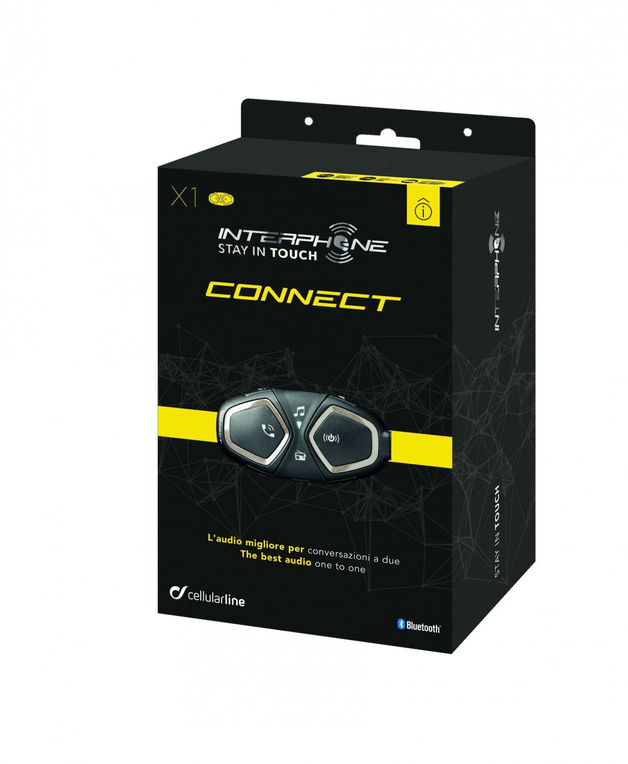 Bluetooth handsfree pro uzavřené a otevřené přilby CellularLine Interphone CONNECT, Single Pack