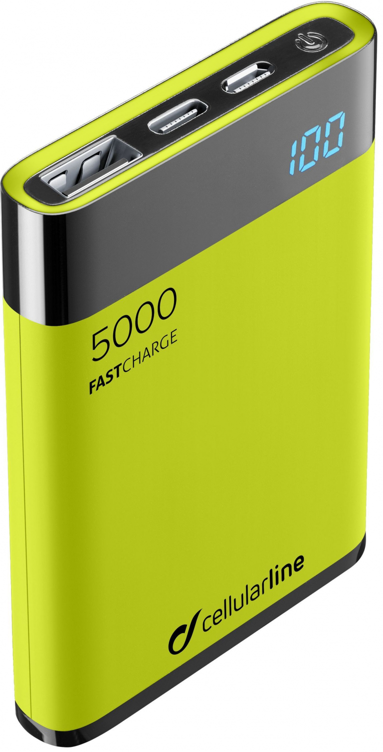 Kompaktní powerbanka Cellularline FreePower Manta HD 5000 mAh zelená