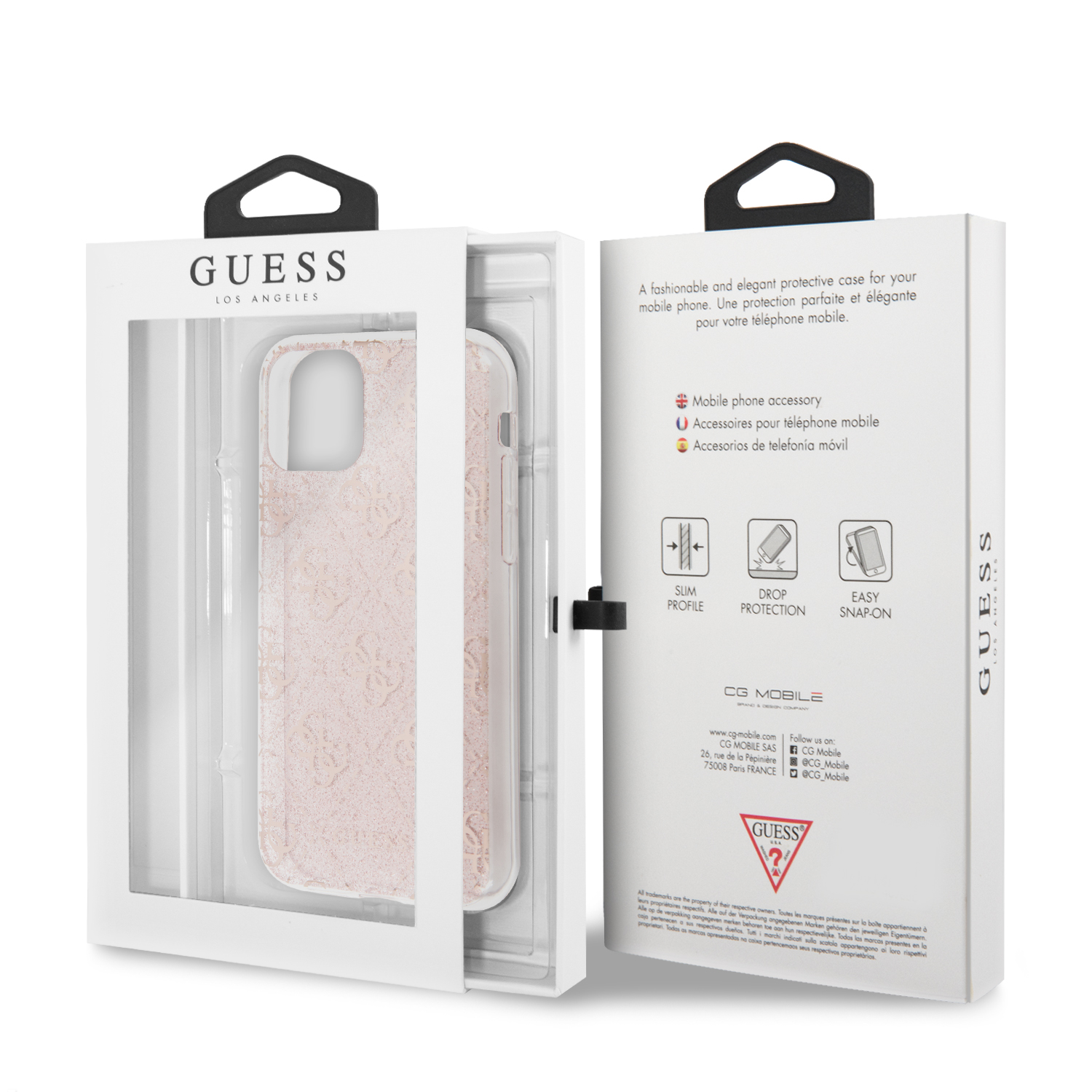 Guess 4G Glitter Zadní kryt GUHCN65PCU4GLPI pro Apple iPhone 11 Pro Max pink 
