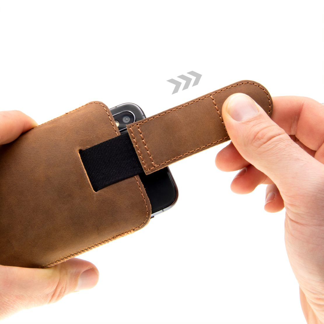 Kožené pouzdro FIXED Posh, velikost 3XL, hnědé