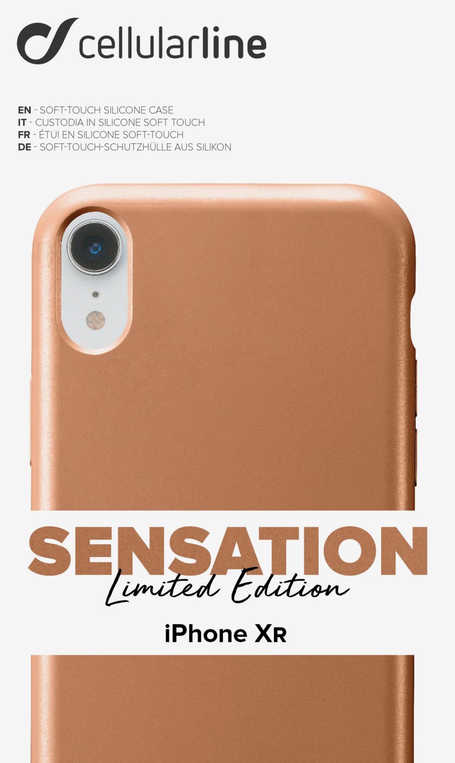 Silikonový kryt Cellularline Sensation Metallic pro Apple iPhone XR, zlatá