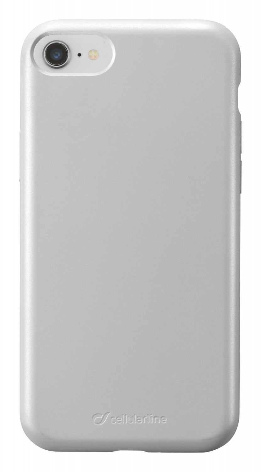 Silikonový kryt Cellularline Sensation Metallic pro Apple iPhone 8/7, stříbrná