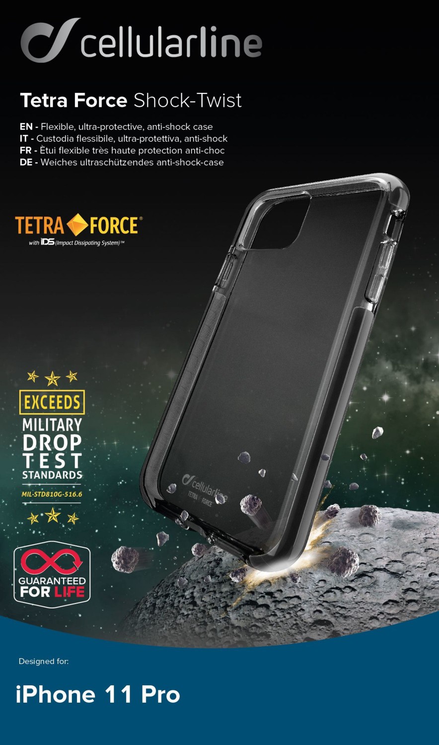 Pouzdro Cellularline Tetra Force Shock-Twist pro Apple iPhone 11 Pro, černá