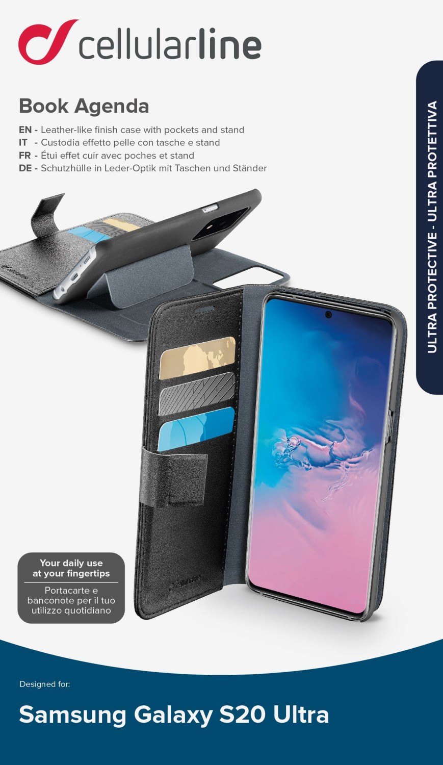 Pouzdro CellularLine Book Agenda pro Samsung Galaxy S20 Ultra, černá