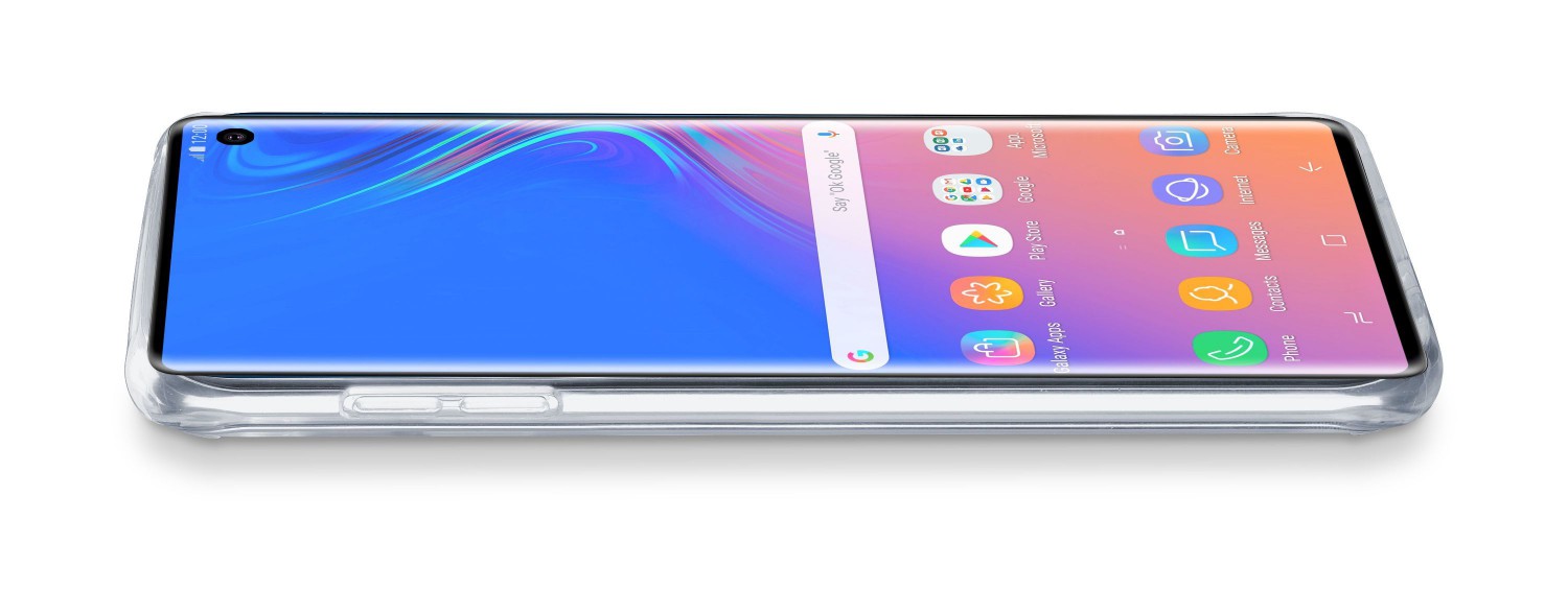 Zadní kryt s ochranným rámečkem Cellularline Clear Duo pro Samsung Galaxy S10, čirá