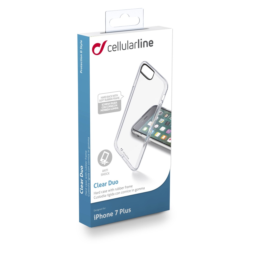 Zadní kryt s ochranným rámečkem Cellularline Clear Duo pro Apple iPhone 7 Plus/8 Plus, čirá