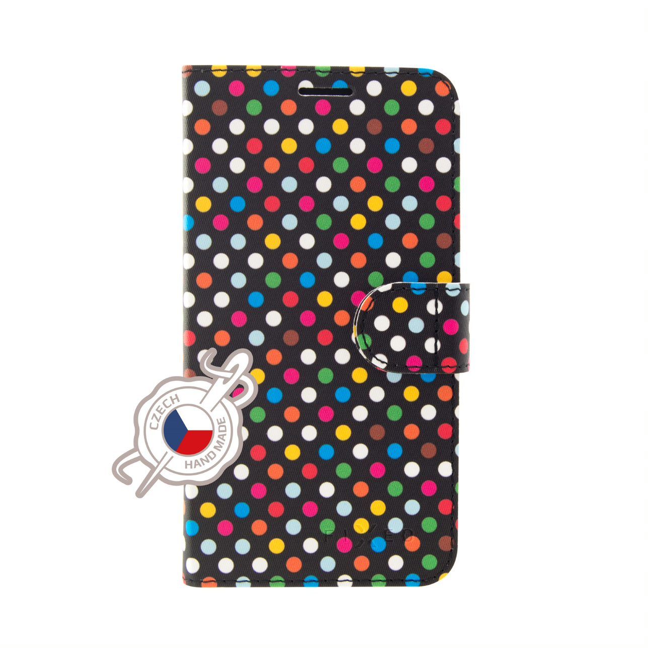 FIXED FIT flipové pouzdro pro Samsung Galaxy Note10, motiv Rainbow Dots