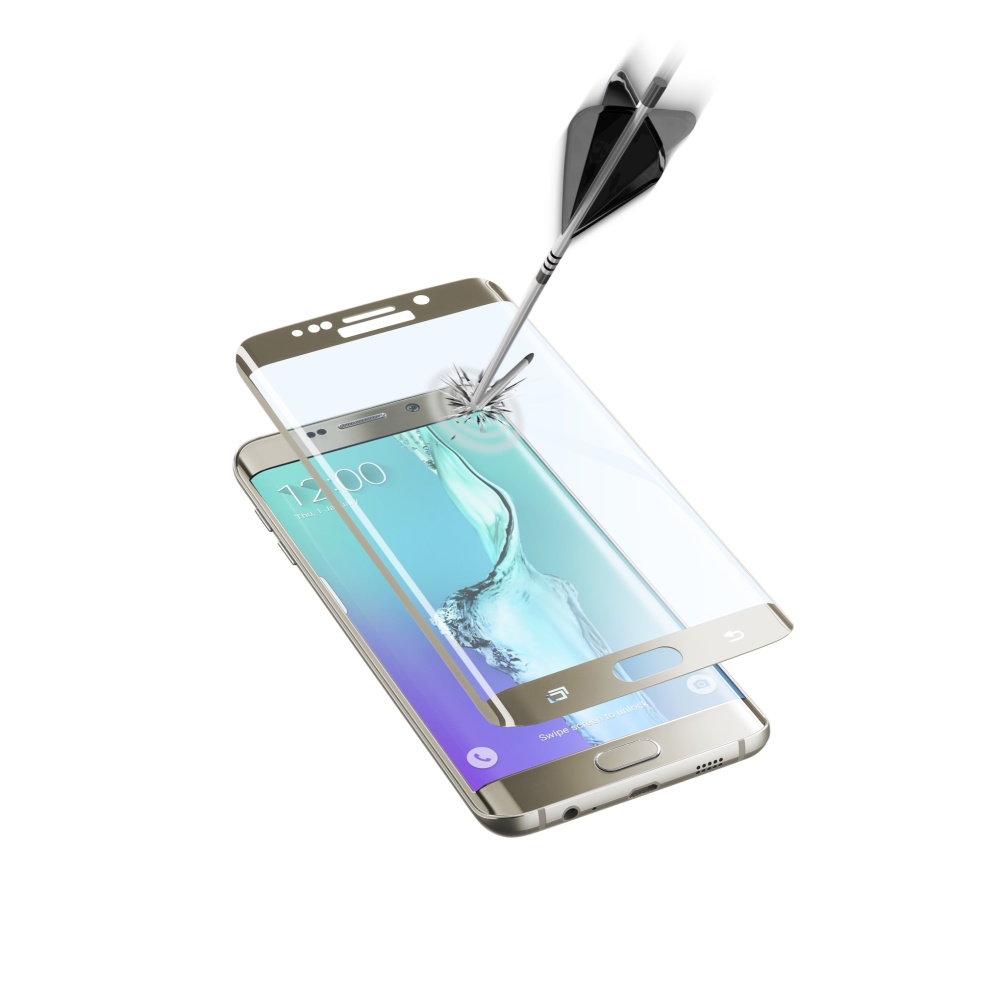 Ochranné tvrzené sklo pro Cellularline Glass pro Samsung Galaxy S6 Edge+, zlatá