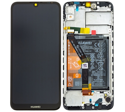 LCD + dotyk + přední kryt + baterie pro Huawei Y6 2019, black (Service Pack)