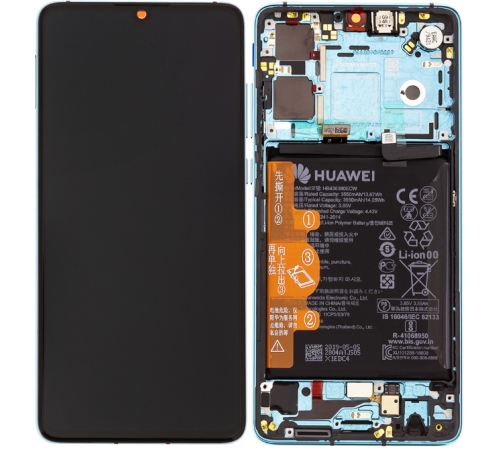 LCD + dotyk + rámeček + baterie pro Huawei P30, aurora blue (Service Pack) + DOPRAVA ZDARMA
