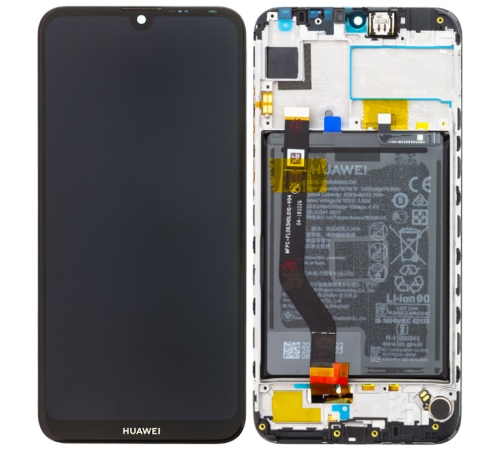 LCD + dotyk + přední kryt + baterie pro Huawei Y7 2019, black (Service Pack)