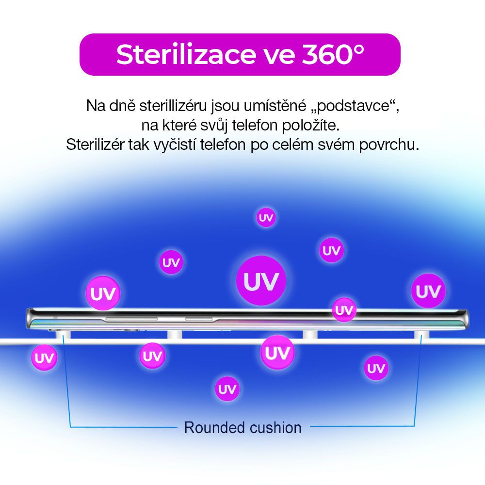 FIXED UV sterilizér pro mobilní telefony s nabíjením, bílý