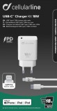 Set nabíječky Cellularline s USB-C konektorem a Lightning kabelu, Power Delivery (PD), 18 W, bílý