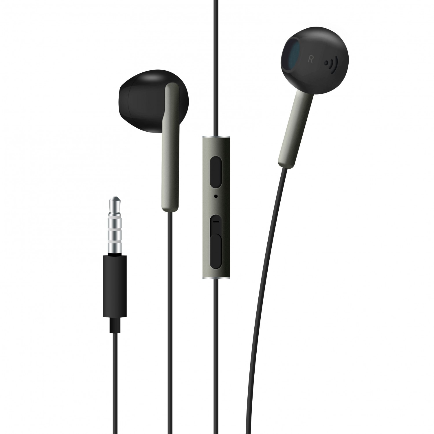 Pecková sluchátka FIXED EGG4 s mikrofonem a ovladačem, černostříbrná