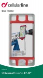 Silikonový držák Cellularline Bike Holder pro mobilní telefony na řídítka, červený