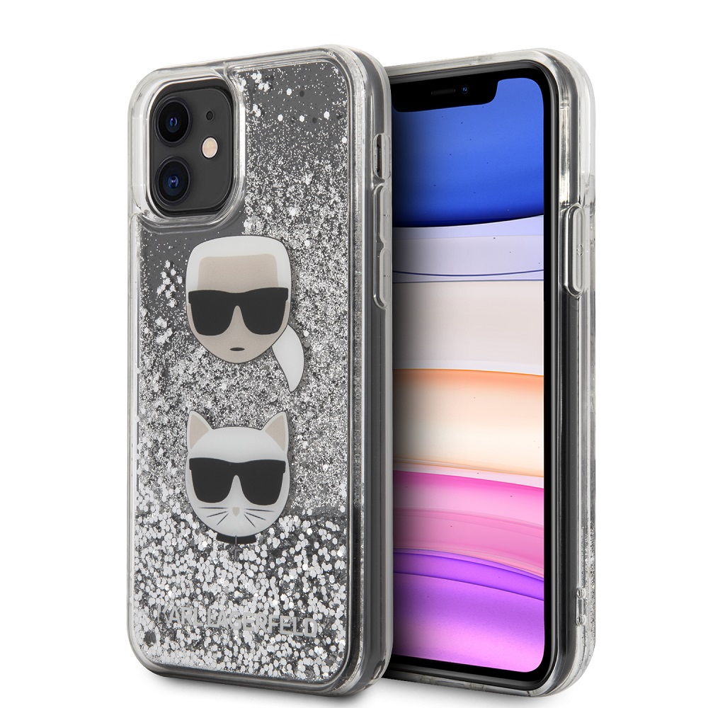 Karl Lagerfeld Heads Glitter Kryt KLHCN61KCGLSL Apple iPhone 11 silver
