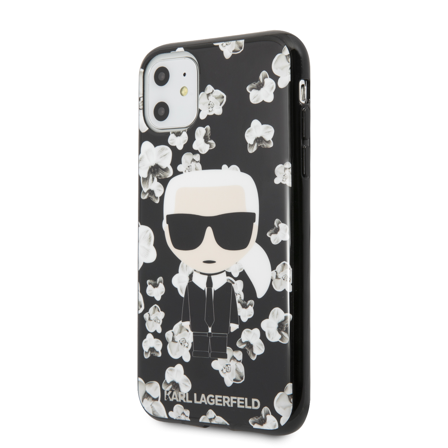 Karl Lagerfeld Flower kryt silikonový KLHCN61FLFBBK Apple iPhone 11 black 