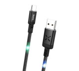 Datový kabel HOCO U63 Spirit, USB-C světelná signalizace, černá