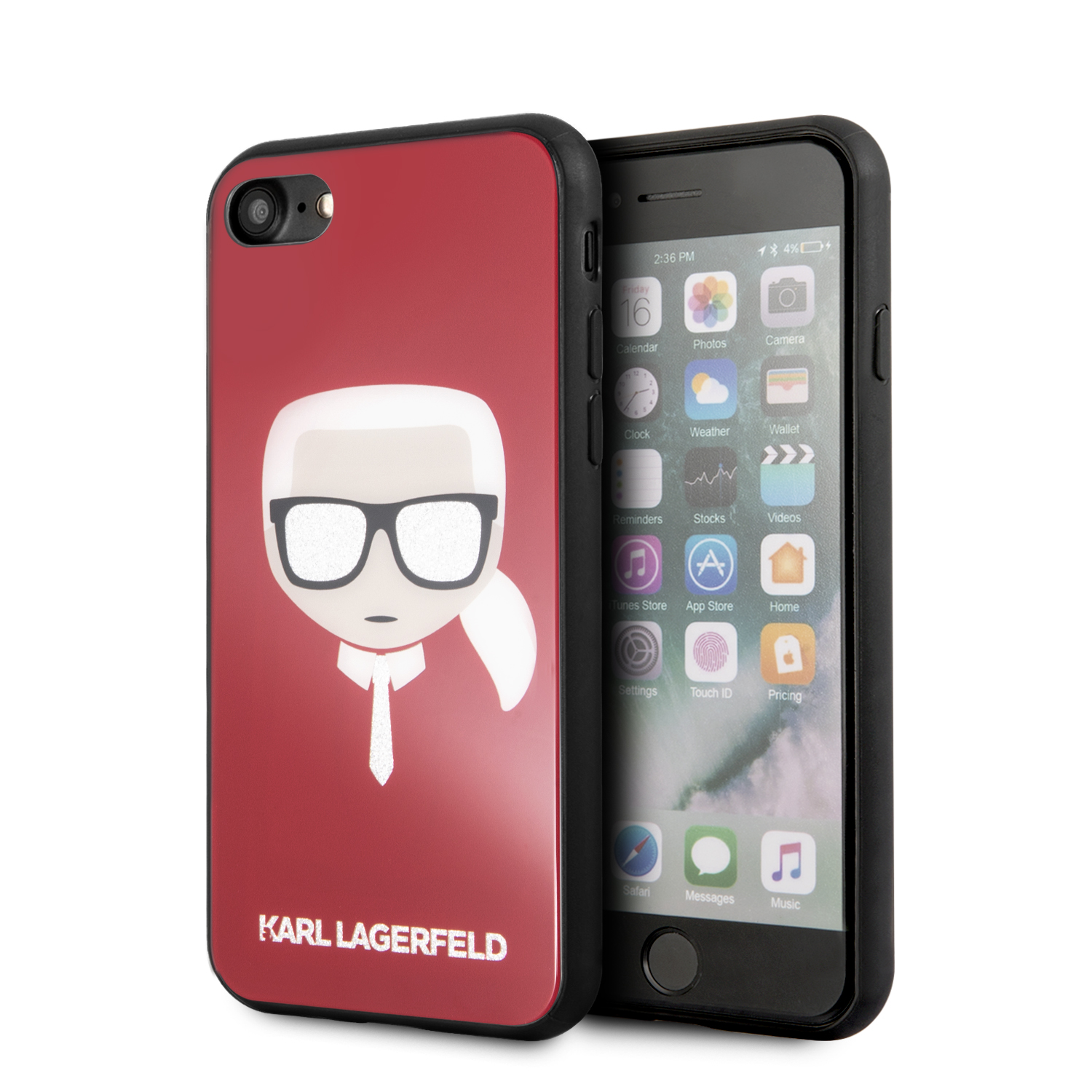 Karl Lagerfeld Head Glitter Kryt KLHCI8DLHRE Apple iPhone 7/8/SE 2020 red