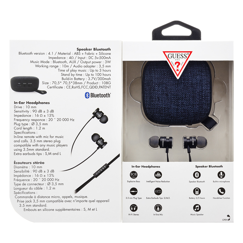 Guess Bundle In-Ear Headphones + Bluetooth Speaker GUBPERSPBK black 