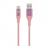 Datový USB kabel CELLY s USB-C konektorem, 1m, růžový