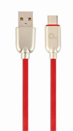 Levně Datový kabel CABLEXPERT USB 2.0 AM na Type-C kabel, 2m, pogumovaný, červená