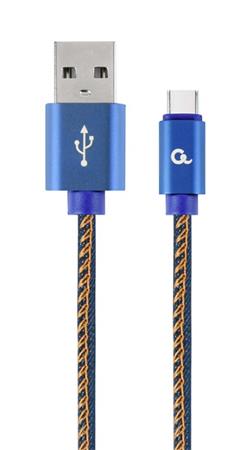 Datový kabel CABLEXPERT USB 2.0, Type-C kabel, 2m, opletený, jeans