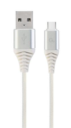 Levně Datový kabel CABLEXPERT USB 2.0, Type-C kabel, 2m, opletený, bílo-stříbrná