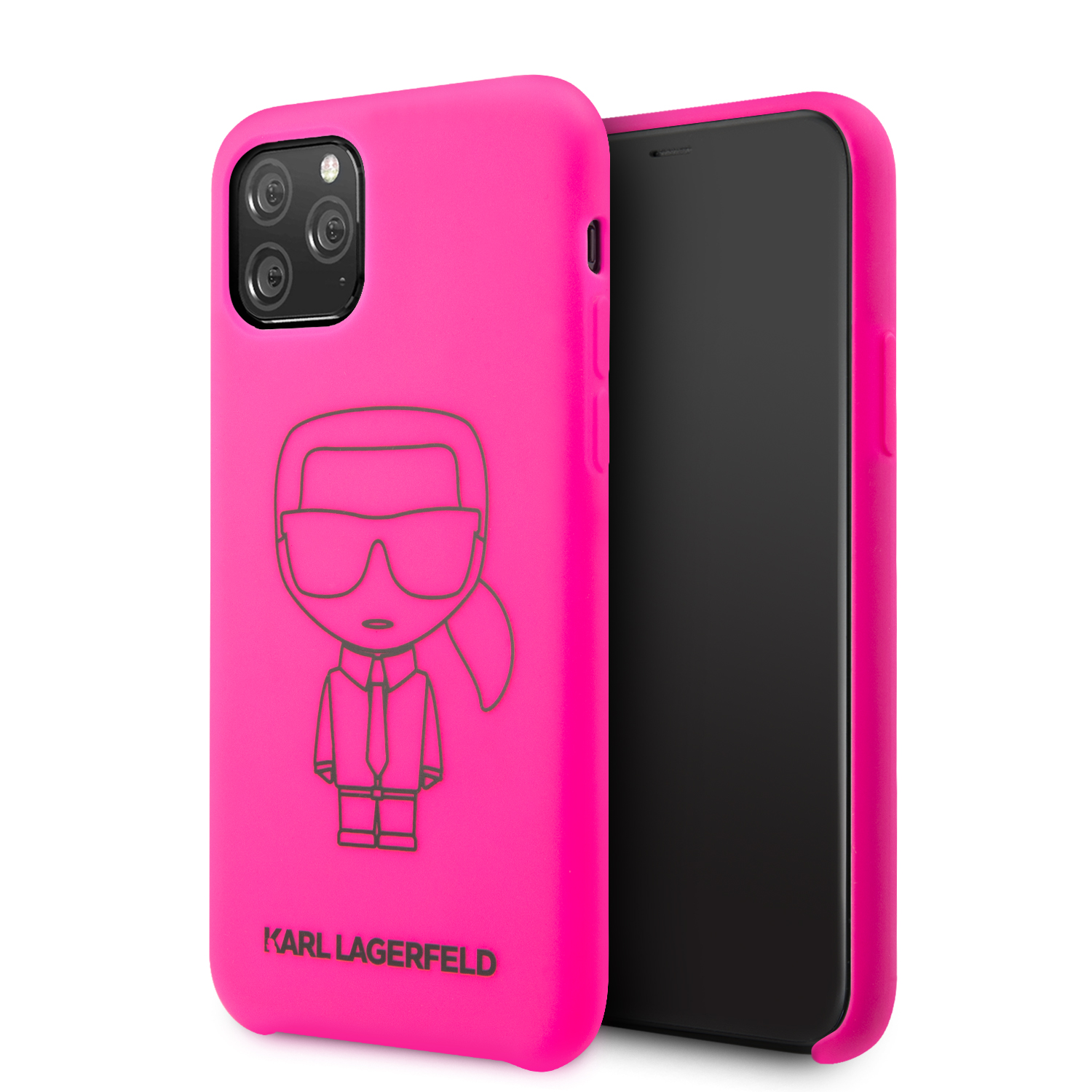 Karl Lagerfeld silikonový kryt KLHCN58SILFLPI Apple iPhone 11 Pro black out pinkfeld Silikonový Kryt pro iPhone 11 Pro Black Out Pink (EU Blister)