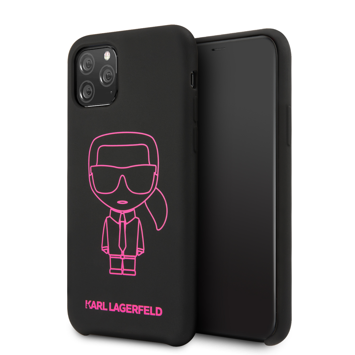 Karl Lagerfeld silikonový kryt KLHCN61SILFLPBK Apple iPhone 11 pink out black 