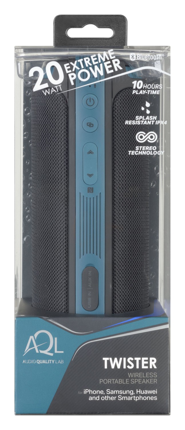 Bezdrátový voděodolný reproduktor CellularLine Twister, 360° zvuk 20 W, AQL® certifikace, černý