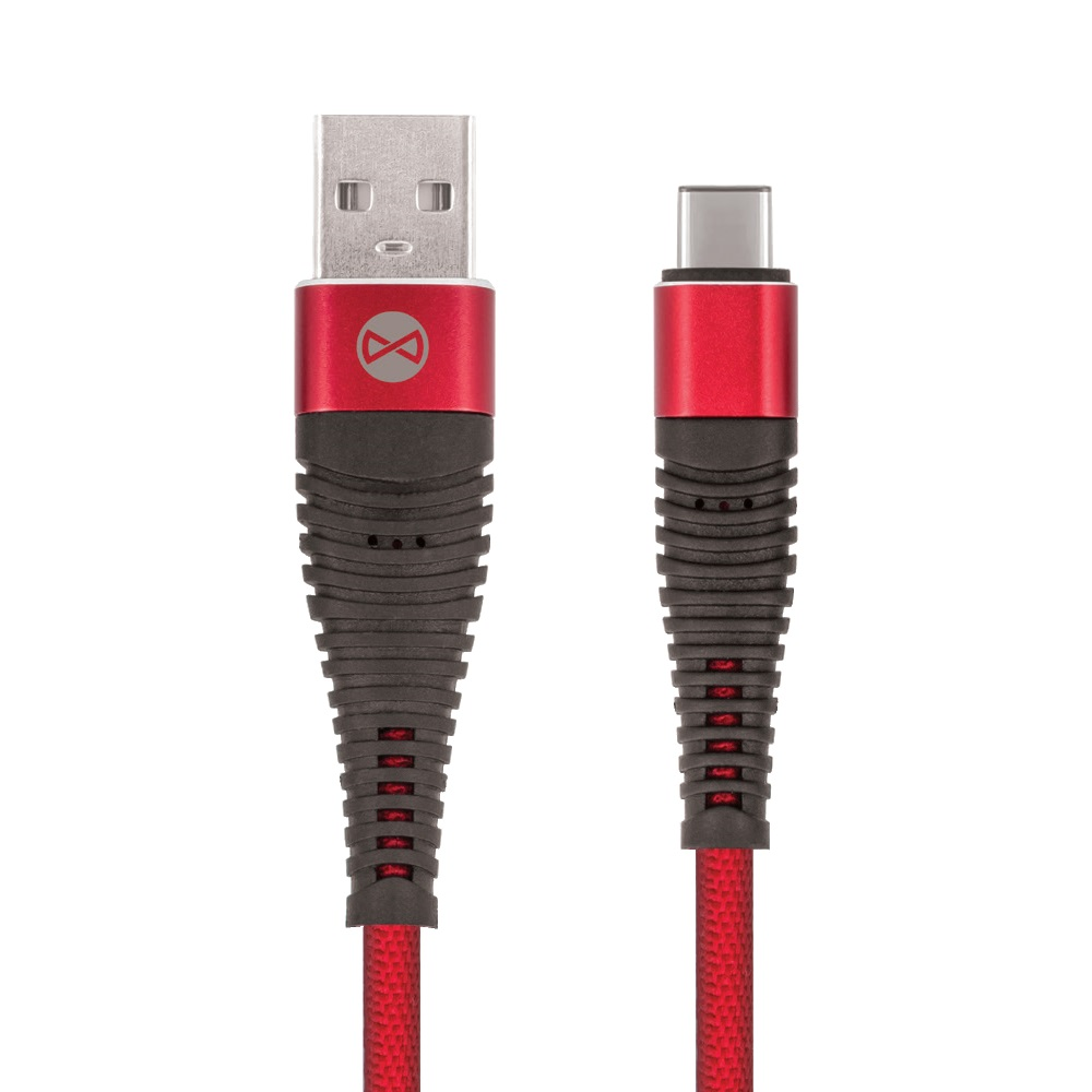 Datový kabel Forever USB-C 1m 2A shark textilní, červená