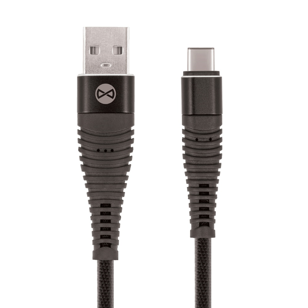 Levně Datový kabel Forever USB-C 1m 2A shark textilní, černá