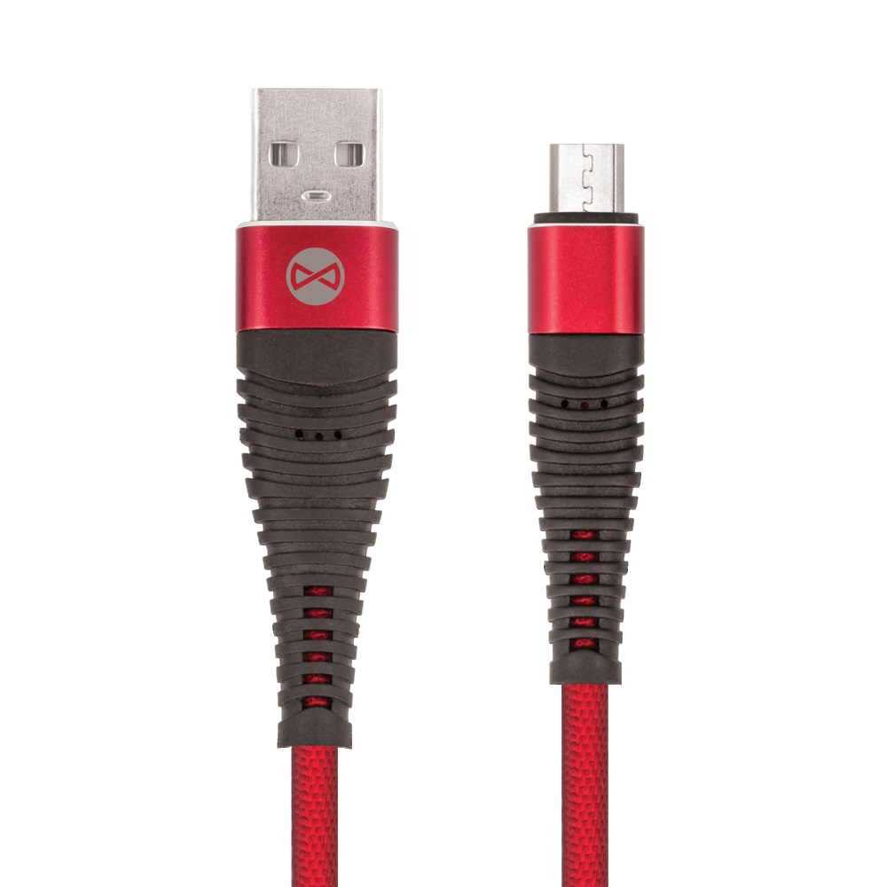 Datový kabel Forever micro USB 1m 2A shark textilní, červená